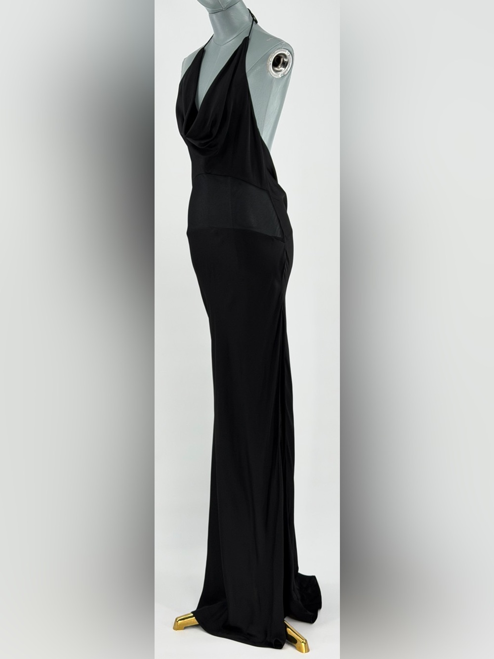 🆕 RAT & BOA 🧿 NWOT Orchid Cowl Neck Maxi Dress, Black w Sheer Panel - Sz XS - Picture 4 of 14